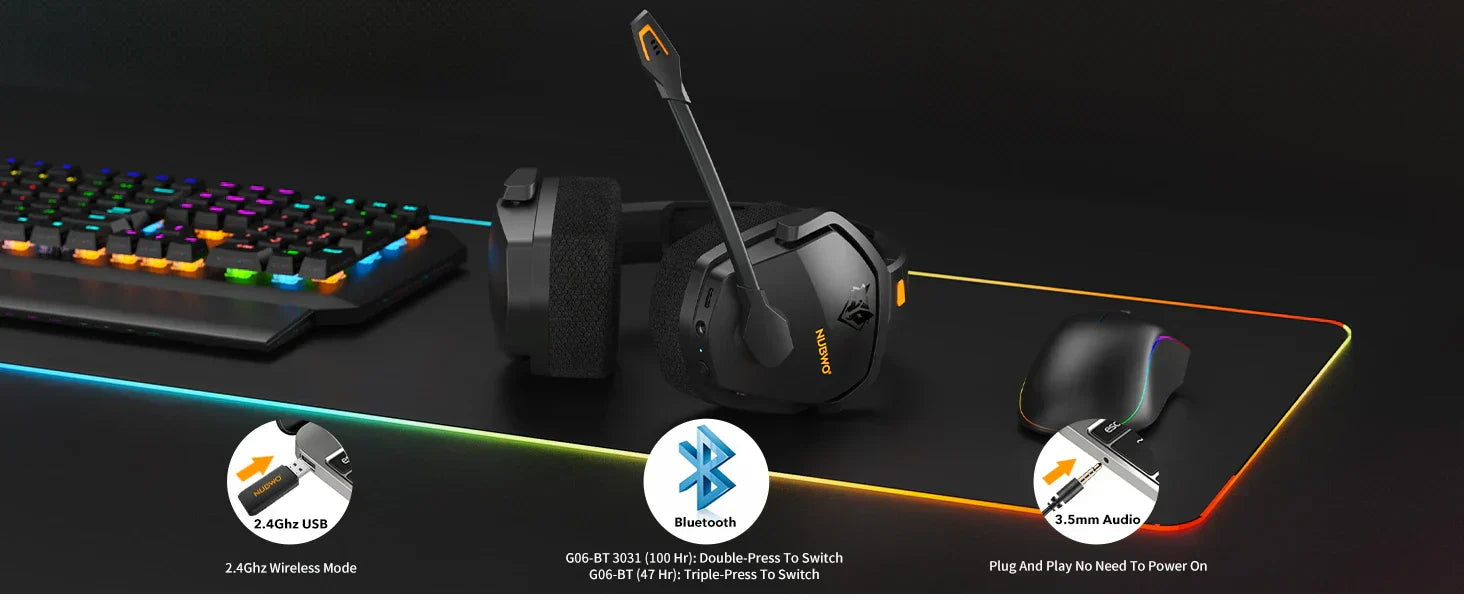 NUBWO G06 Wireless Gaming Headset Bluetooth 5.3 PS5 PC Noise Cancelling