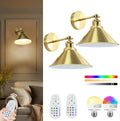 Wireless Rechargeable Wall Light Remote Control Dimmable RGB LED Lamp 15 Color