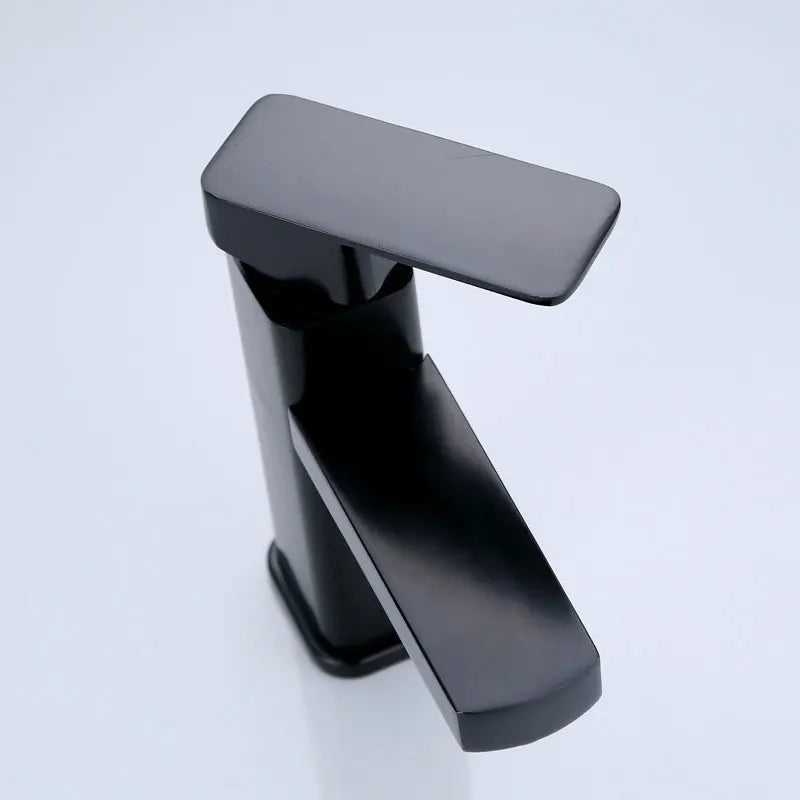 Black Chrome Bathroom Faucet Hot Cold Mixer Deck Mounted Vanity Sink Tap