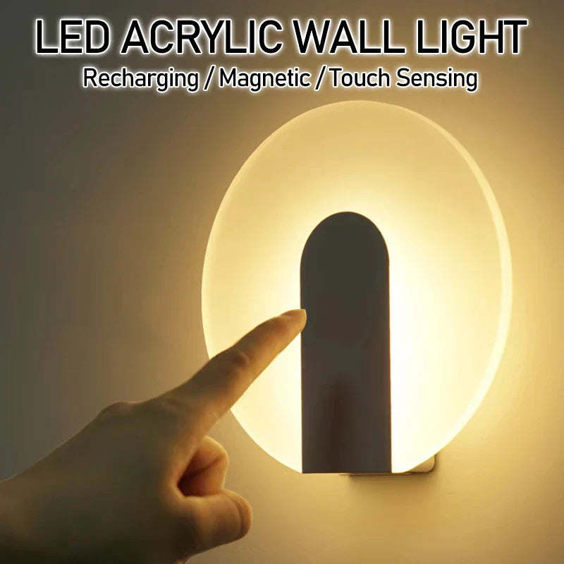 Touch Sensor LED Wall Lamp USB Rechargeable Modern Nordic Bedroom Living Room