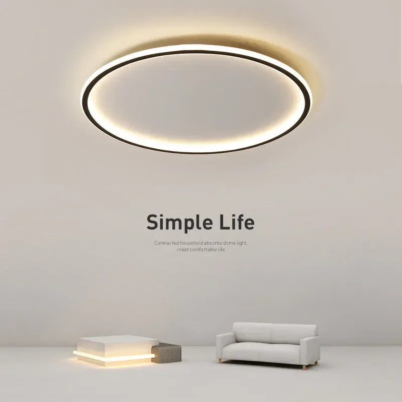 Nordic Minimalist LED Ceiling Light Circular Remote Control Bedroom Living Room