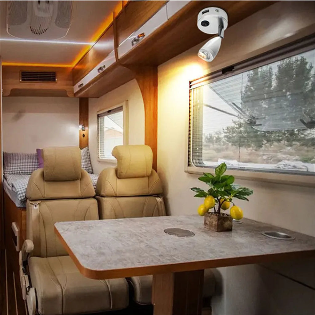 LED RV Reading Light 12V/24V with USB Port – Camper, Boat, Trailer Interior Lamp