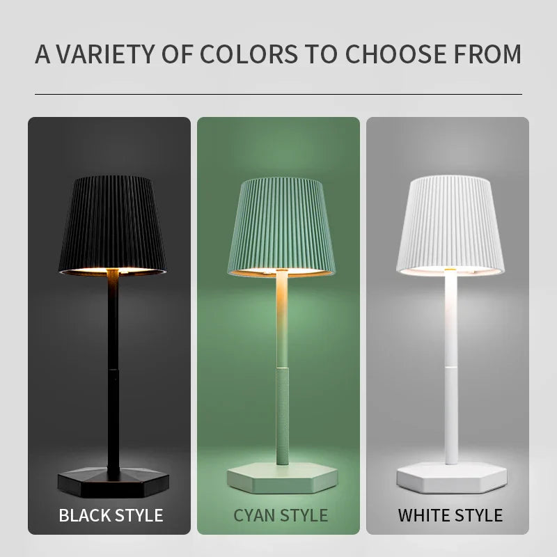 Modern Stripe LED Table Lamp USB Wireless Charging Touch Dimmable Bedside Light