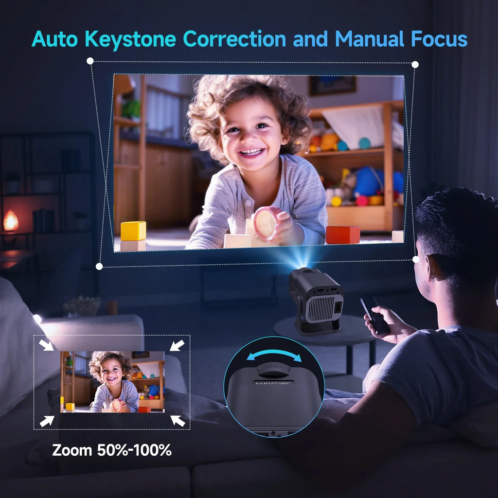 Mini 720P Android 11 Projector 4K Portable WiFi6 BT5.0 Outdoor Cinema Lamp