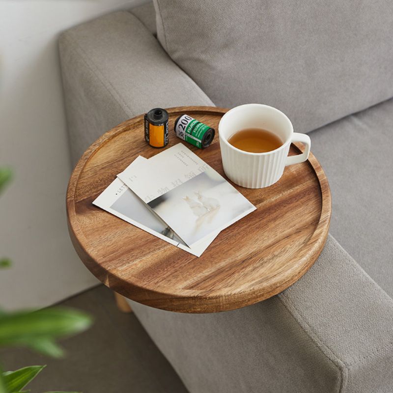 Wood Sofa Arm Tray Table Clip On Couch Armrest Table Walnut Finish