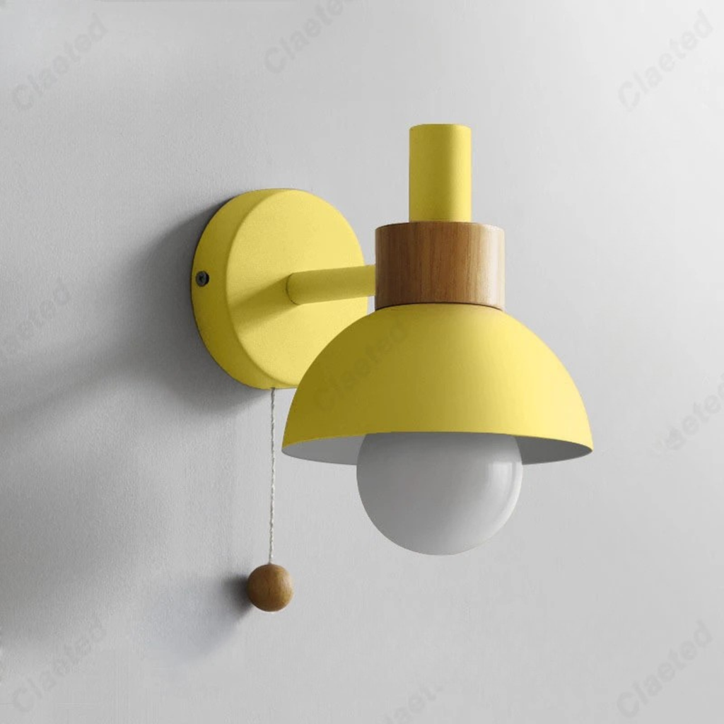 Minimalist LED Wall Lamp E27 Zipper Switch Bedside Light for Bedroom