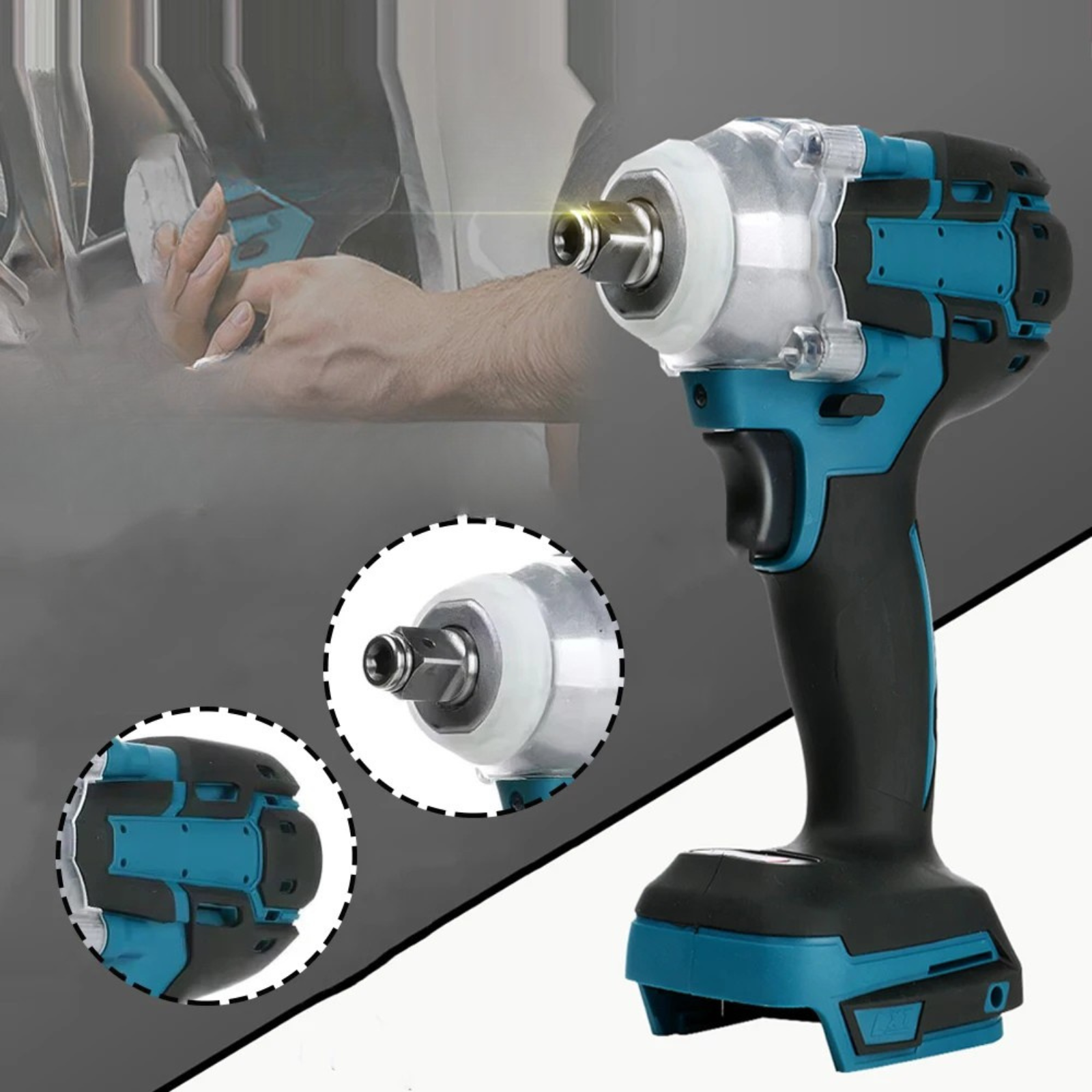 1/2'' Brushless Cordless Impact Wrench 520NM 18V Battery High Torque Tool