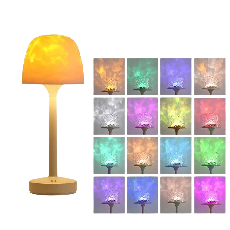 LED Water Ripple Desk Lamp Romantic Night Light Projection Bedroom Couple Gift