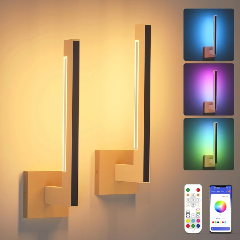 Modern Wall Sconces Dimmable RGB LED Wall Light with Remote for Living Room Bedroom