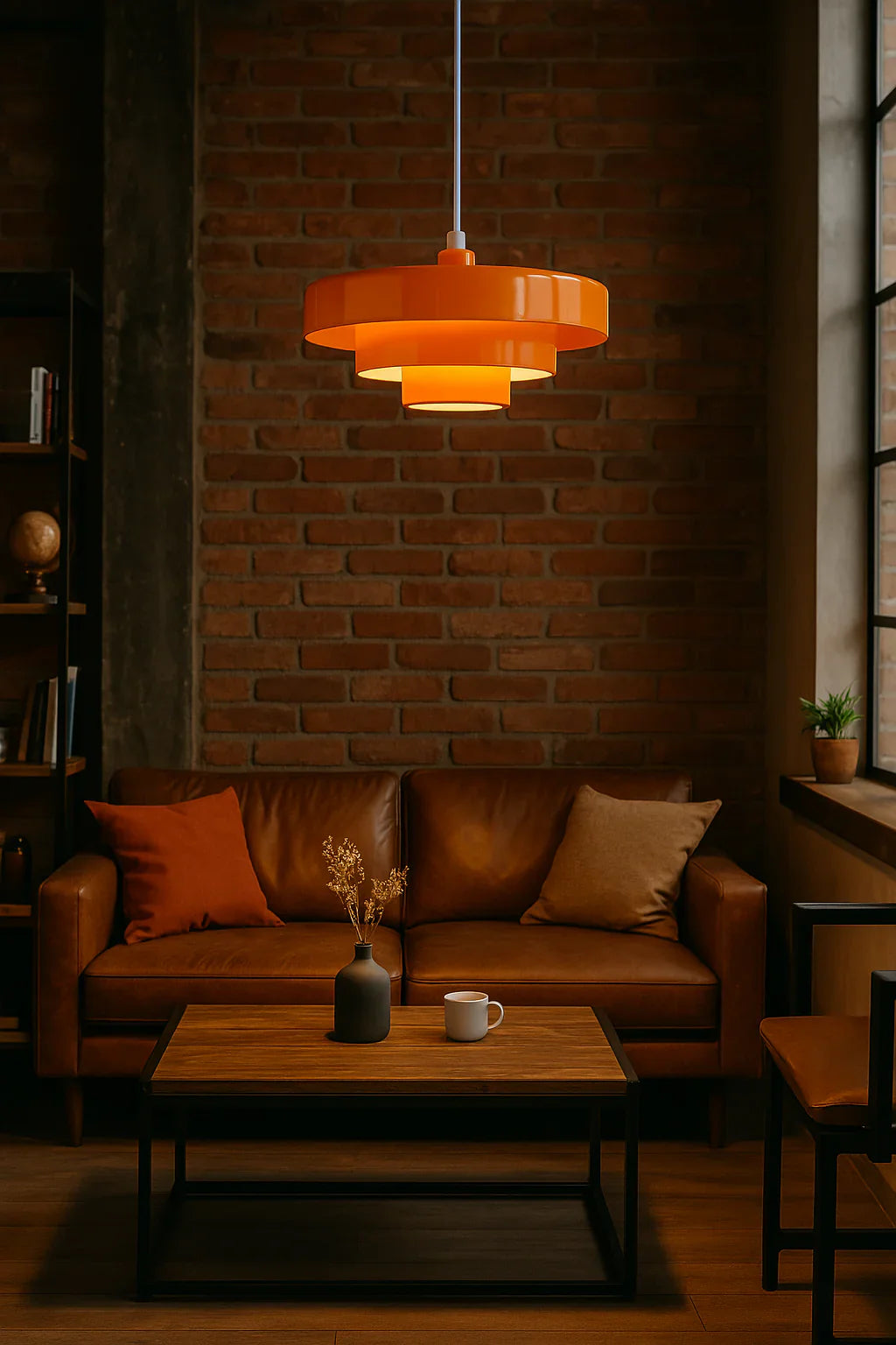 Medieval Danish Chandelier Multicolor Retro Pendant Light Orange Ceiling Lamp