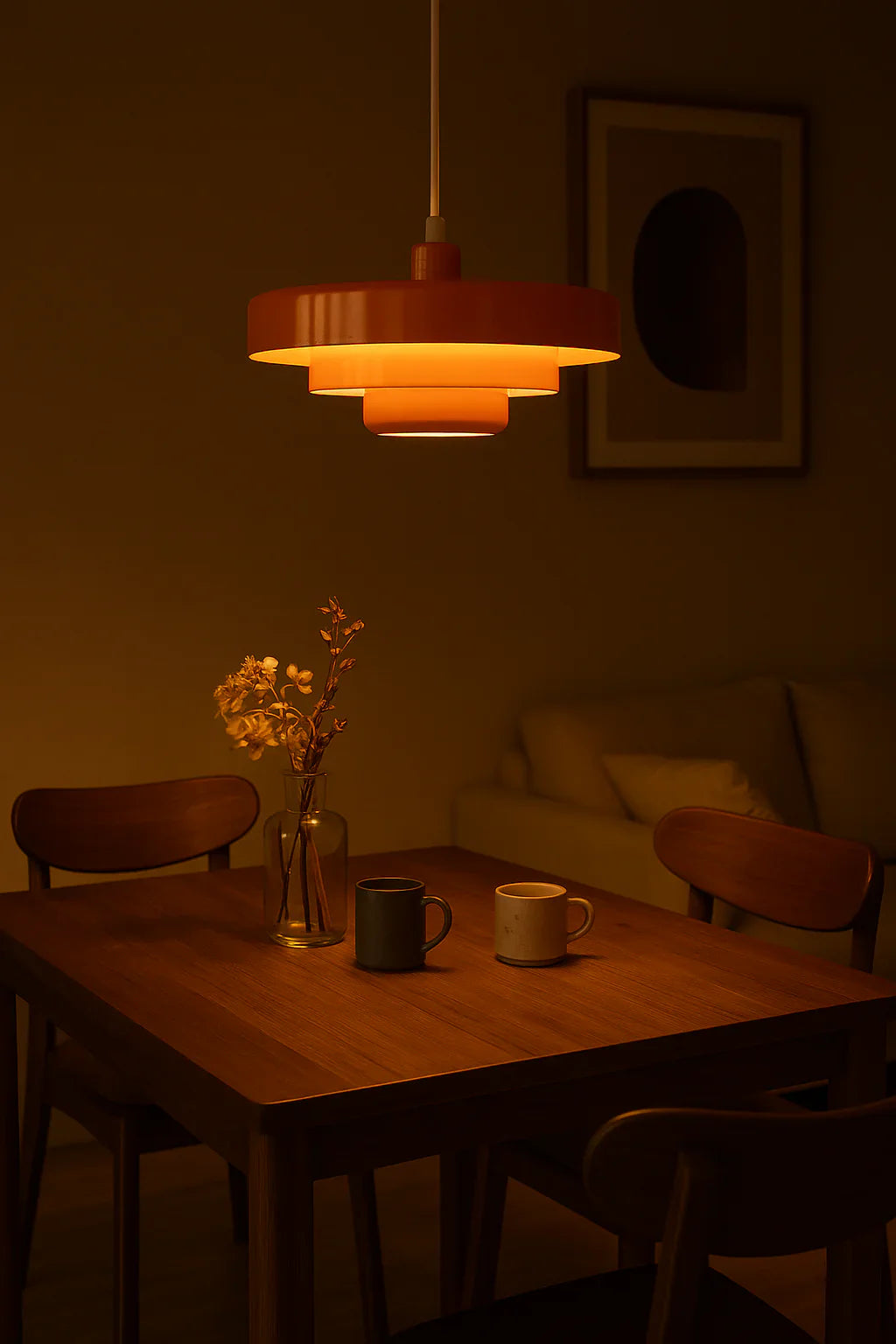 Medieval Danish Chandelier Multicolor Retro Pendant Light Orange Ceiling Lamp
