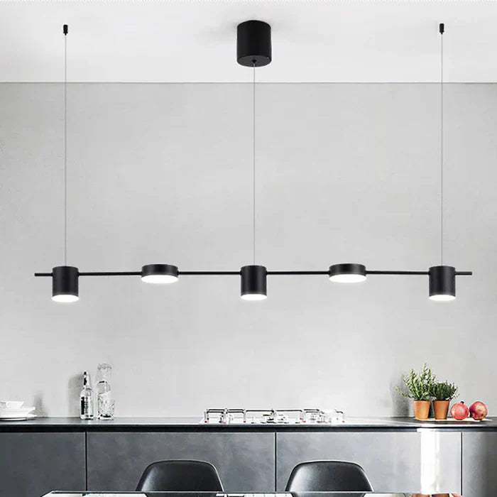 Modern Aluminum Drum Pendant Light LED 3 or 5 Light Black Gold