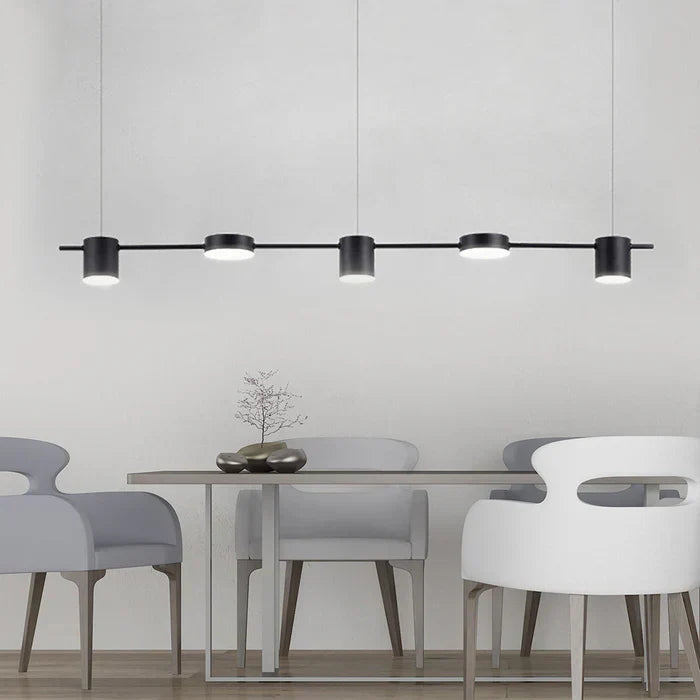 Modern Aluminum Drum Pendant Light LED 3 or 5 Light Black Gold