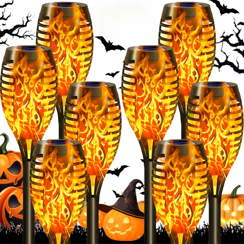 8-Pack Solar Flame Torch Lights – Flickering Outdoor Garden Lights for Patio & Lawn