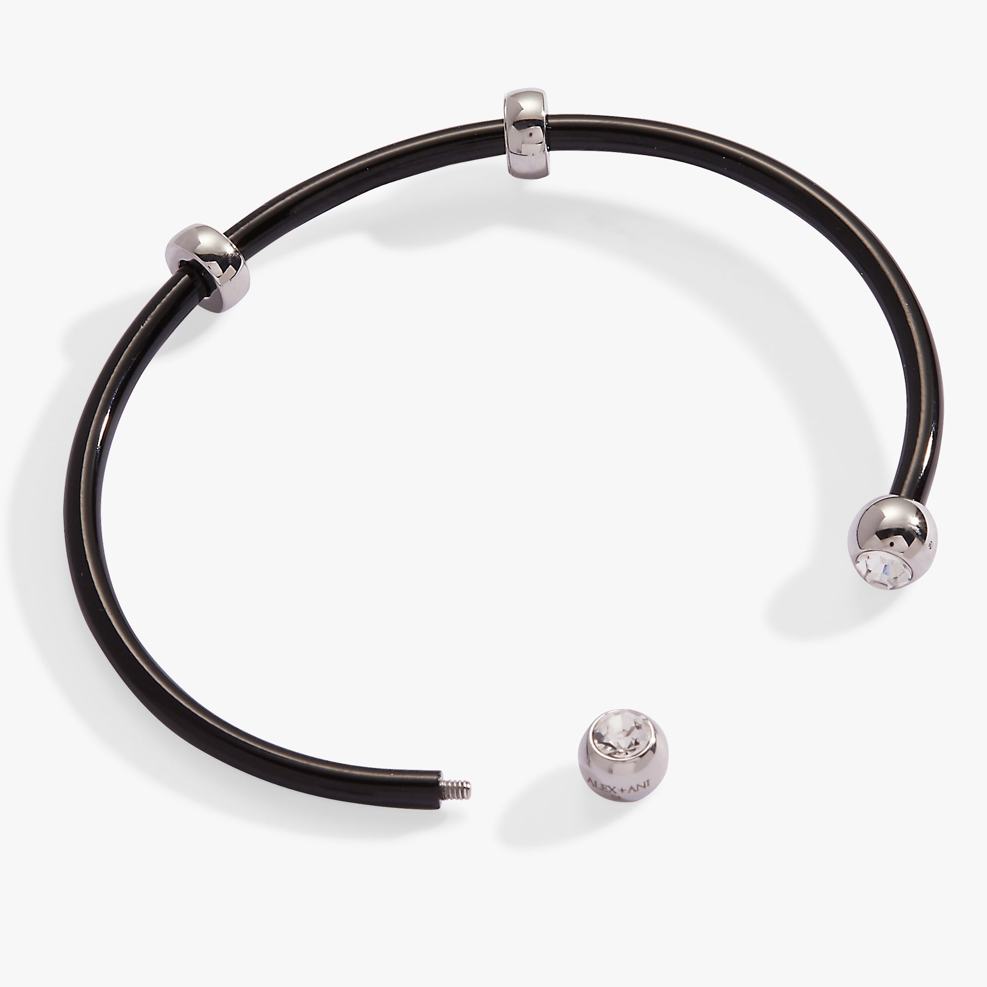 Bezel Stone Enamel Cuff, Black