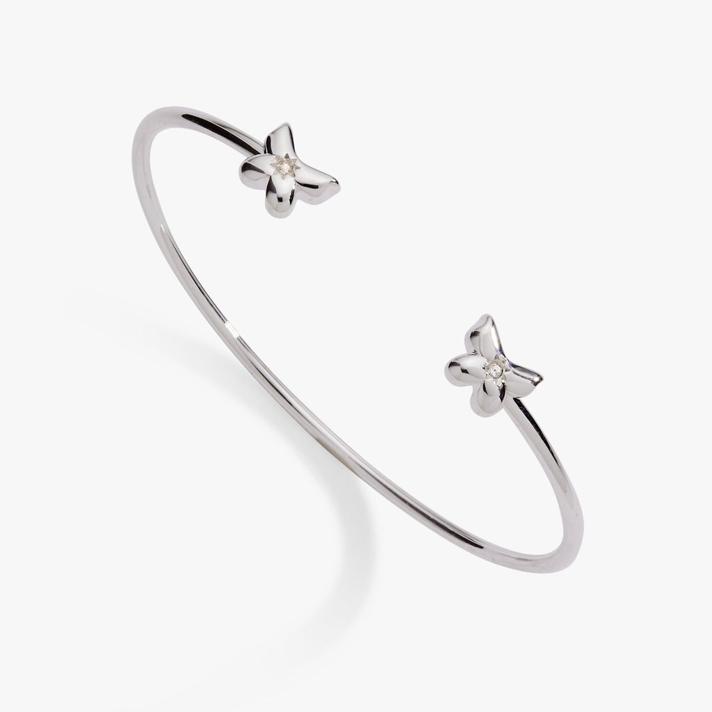 Puffy Butterfly Crystal Flex Cuff Bracelet