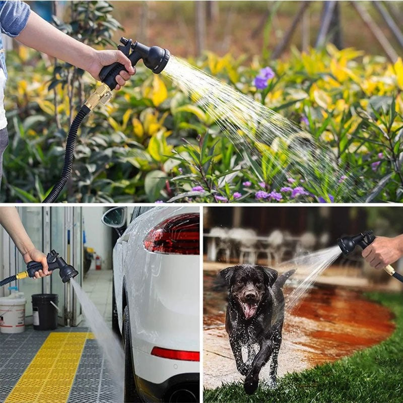Expandable Garden Hose Flexible Water Hose with 8 Spray Nozzle Lightweight