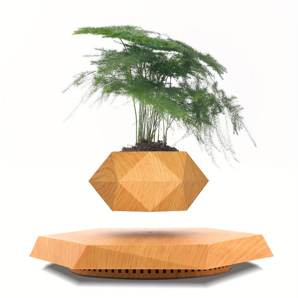 Magnetic Levitating Plant Pot – Rotating Floating Geometric Bonsai Planter Indoor
