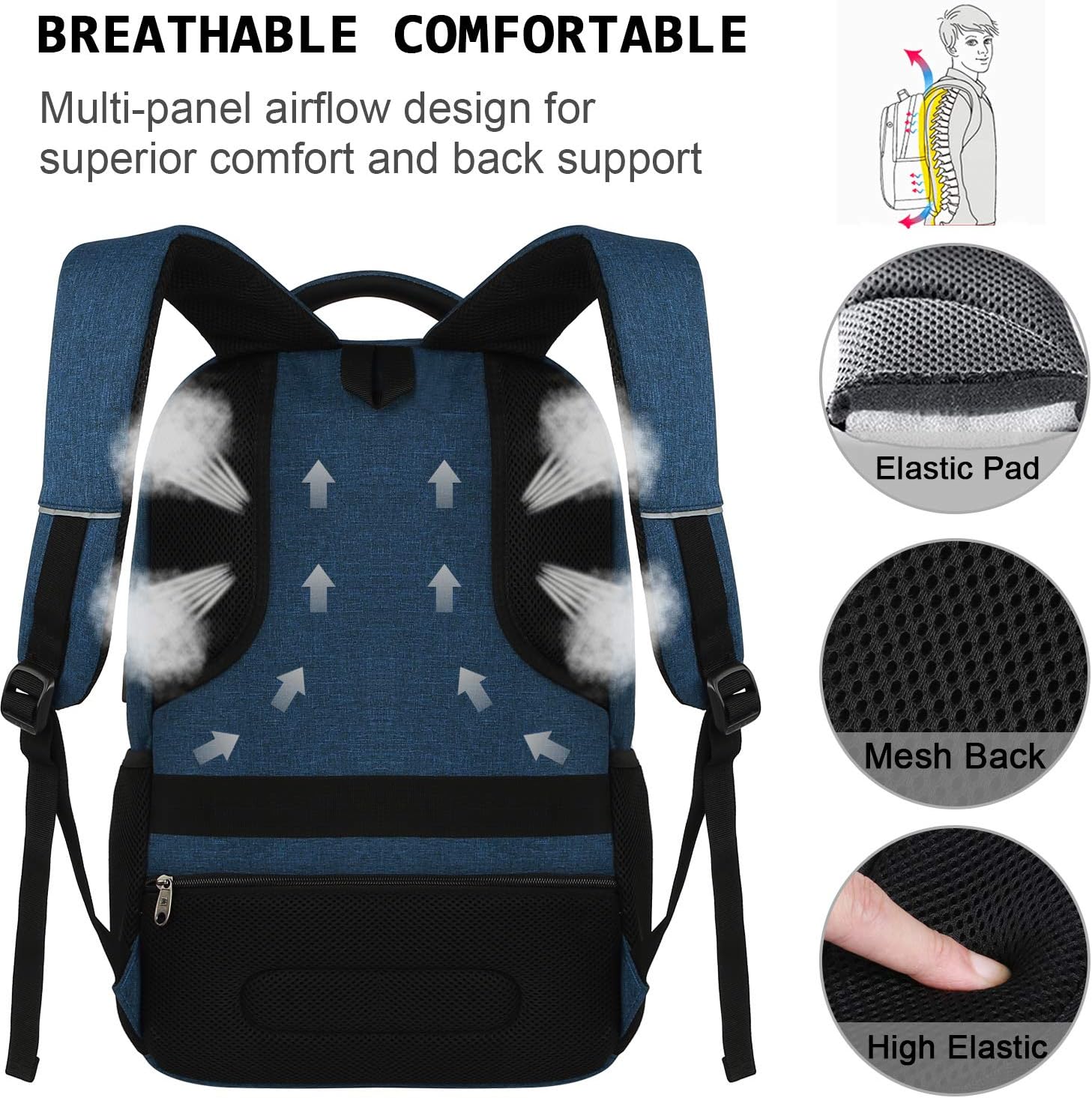 Slim Anti Theft Laptop Backpack 15.6 Inch USB Charging Travel Bag