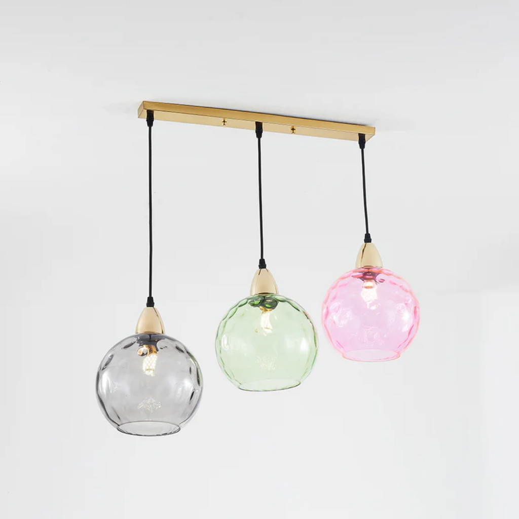Modern 3 Light Glass Cluster Pendant Light E27 LED Water Ripple Shade