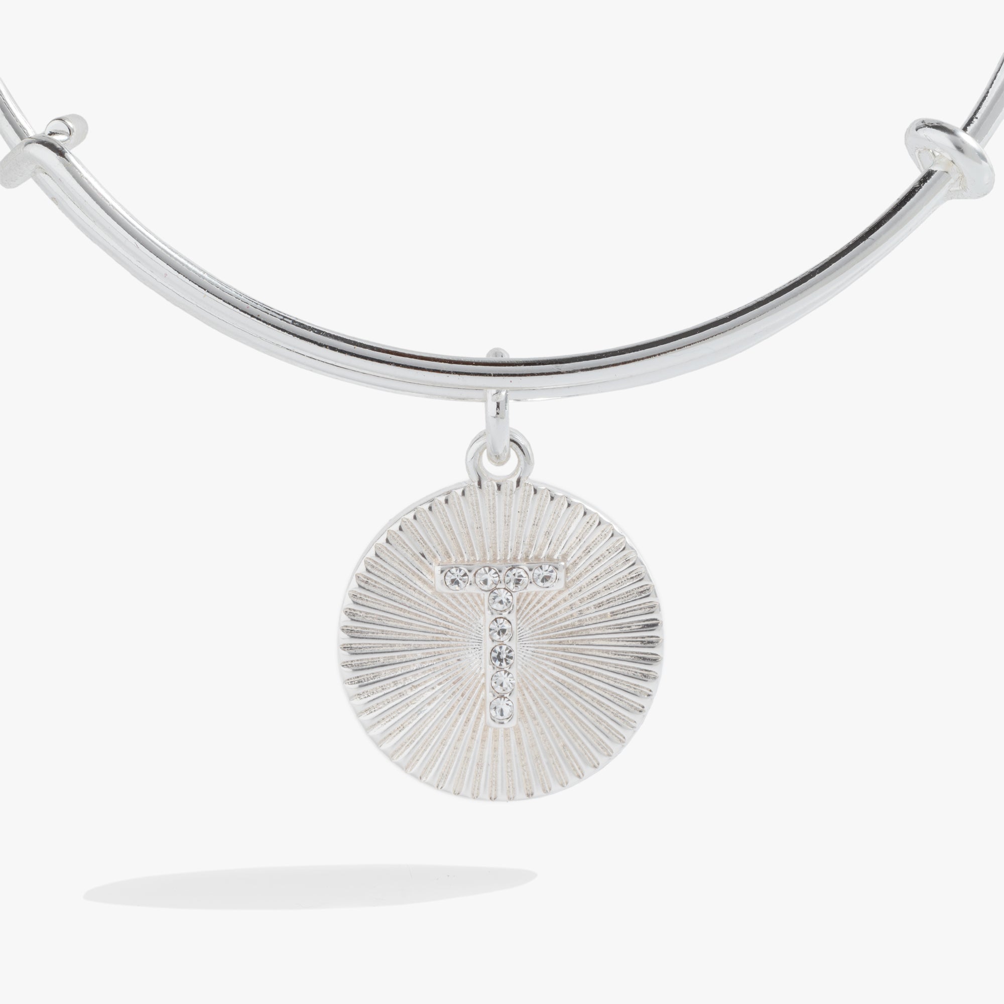 Initial T Pave Starburst Texture Bangle