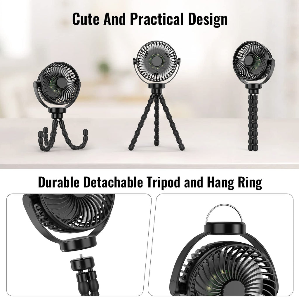 Portable Fan 8000mAh USB Rechargeable 4-Speed 360° Rotation