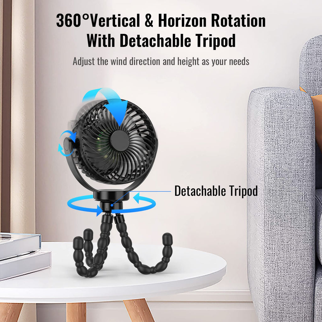 Portable Fan 8000mAh USB Rechargeable 4-Speed 360° Rotation