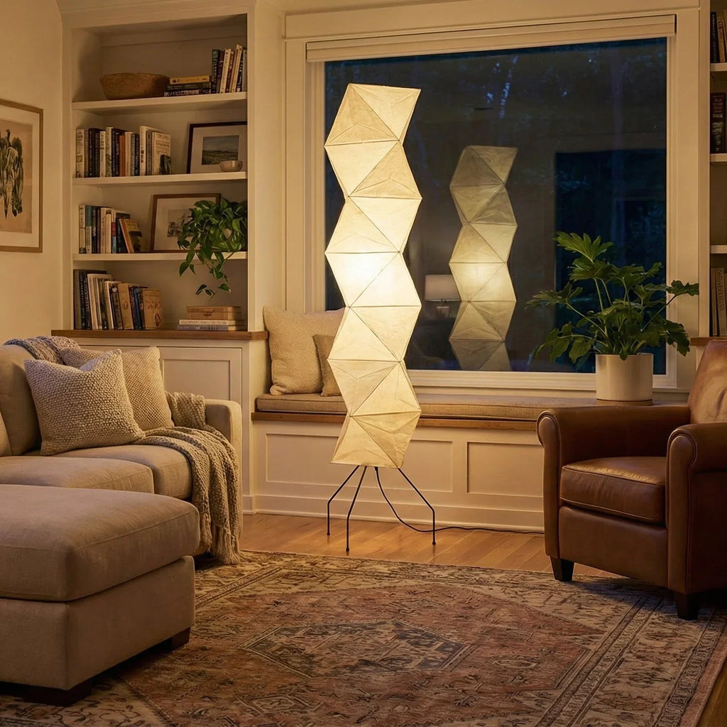 Origami Paper Floor Lamp 74" Rhombus Japanese Style E26 Light