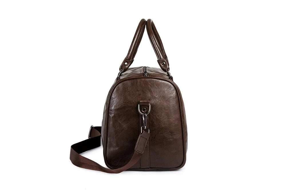 Large PU Leather Travel Duffel Bag Lightweight Carry On Weekender 45cm