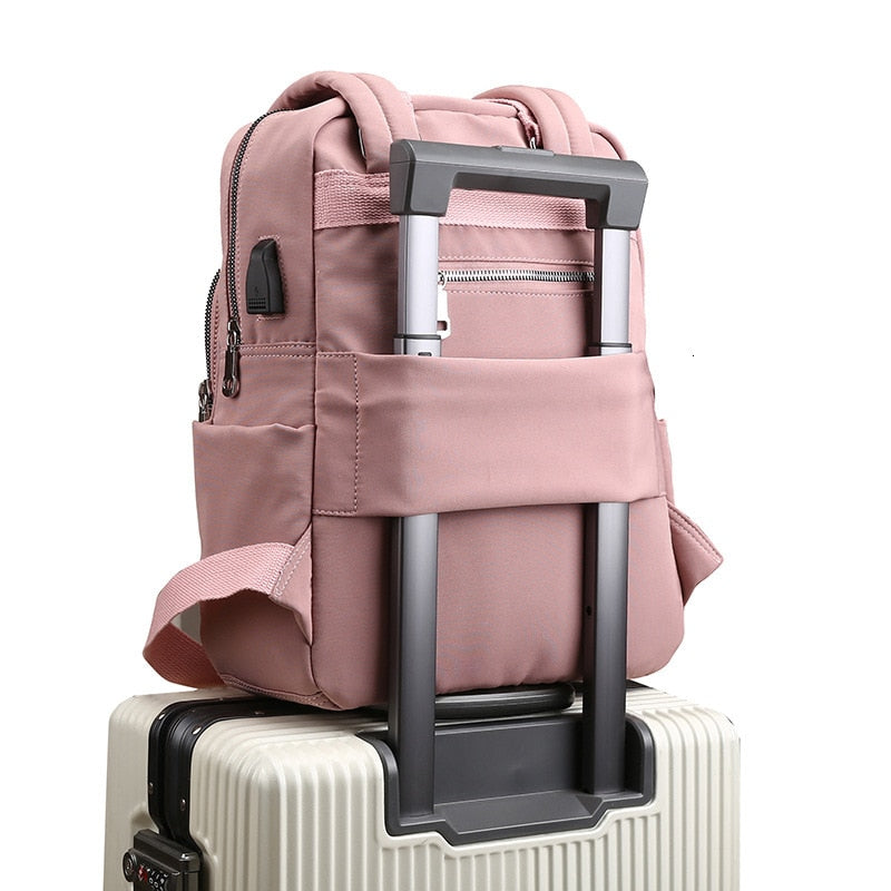 USB Charging Anti-Theft Backpack Water Resistant Laptop Travel Bag 36cm