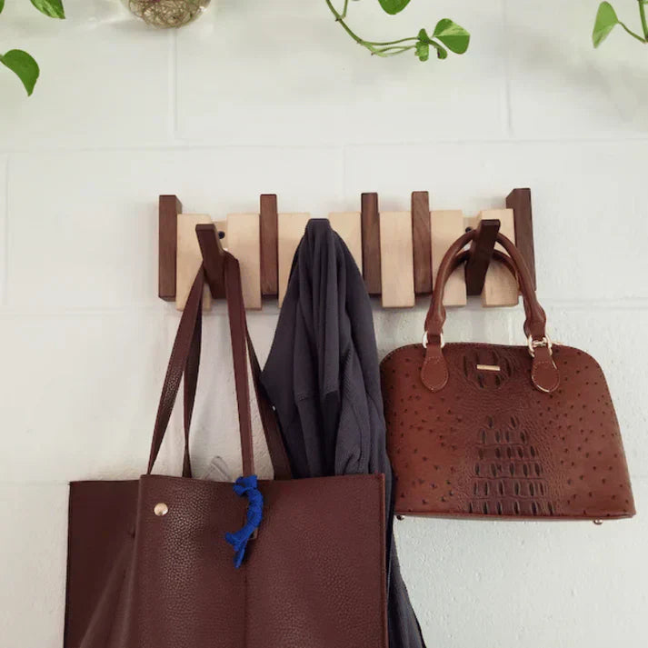 Wooden Piano Coat Rack Wall Mounted Solid Wood Hooks 4 6 8 Hook Organizer